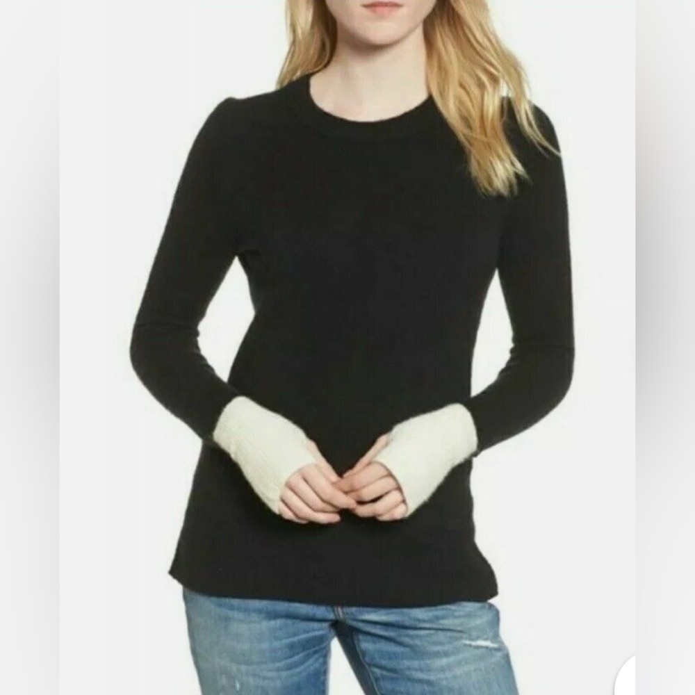 New Madewell fremont pullover sweater in colorblock True Black